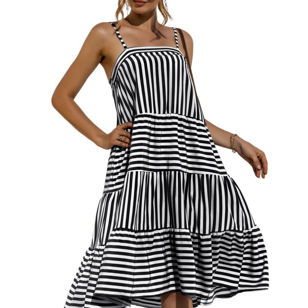 Striped Spring Ruffle Babydoll Dress